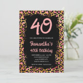 Invitation Leopard rose et or peint noir 40e anniversaire (Debout devant)