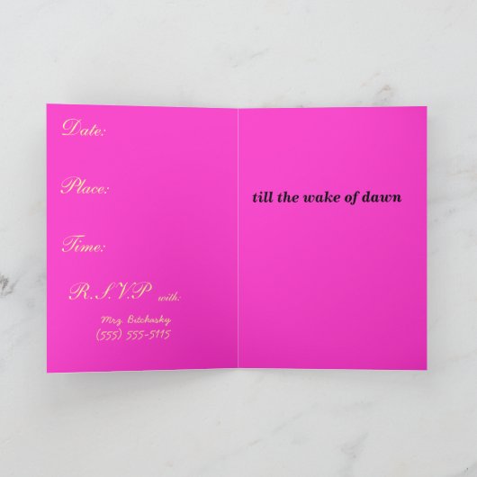 Invitation léopard rose, Faisons la fête comme un biot ROCK S (Intérieur)