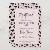 Invitation Léopard rose Obtenons Wild Bachelorette (Devant / Derrière)