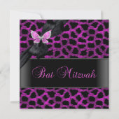 Invitation Léopard Rose Papillon Bat Mitzvah (Dos)