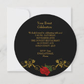 Invitation Leopard Rose Red Black Gold Anniversaire Party 2 (Dos)