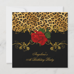 Invitation Leopard Rose Red Black Gold Anniversaire Party 2