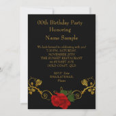 Invitation Leopard Rose Red Black Gold Anniversaire Party 2 (Dos)
