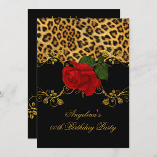 Invitation Leopard Rose Red Black Gold Anniversaire Party 2