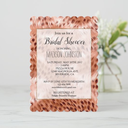 Invitation Léopard rose rose (Debout devant)