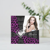 Invitation Leopard rose Sweet 16 Seize Anniversaire (Debout devant)