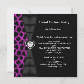 Invitation Leopard rose Sweet 16 Seize Anniversaire (Dos)
