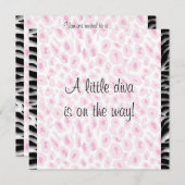 Invitation Leopard rose Zebra Baby Girl Douche (Devant / Derrière)