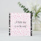Invitation Leopard rose Zebra Baby Girl Douche (Debout devant)