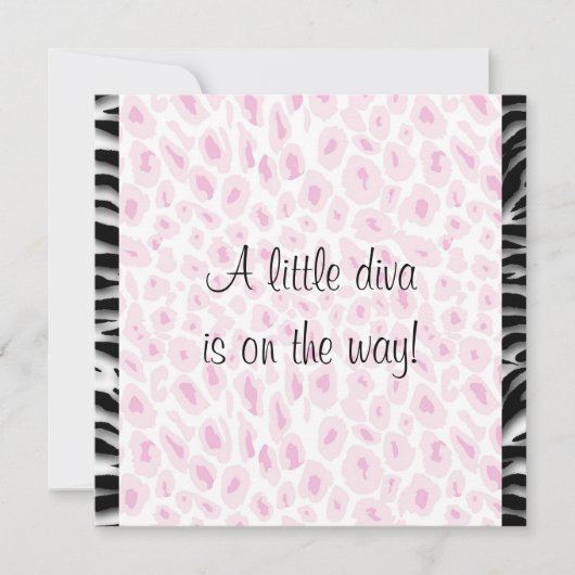 Invitation Leopard rose Zebra Baby Girl Douche (Devant)