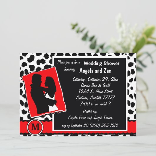 Invitation Léopard Rouge Blanc Et Noir (Debout devant)