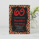 Invitation Léopard rouge et or peint noir 60e anniversaire (Debout devant)