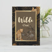 Invitation Léopard sauvage douche d'or invitatiations noires (Debout devant)