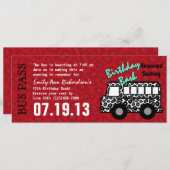 Invitation Leopard Spots Bus Pass Anniversaire (Devant / Derrière)