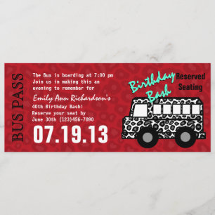 Invitation Leopard Spots Bus Pass Anniversaire