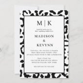 Invitation Léopard Spots Mariage noir et blanc (Devant)