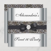 Invitation Leopard Sweet 16 Anniversaire (Devant / Derrière)