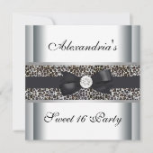 Invitation Leopard Sweet 16 Anniversaire (Devant)