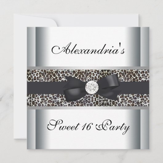 Invitation Leopard Sweet 16 Anniversaire (Devant)