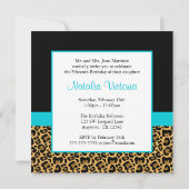 Invitation Leopard Turquoise Blue Photo Quinceanera Invitatio (Dos)