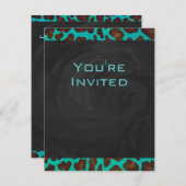 Invitation Léopard Turquoise et Brown (Devant / Derrière)