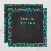 Invitation Léopard Turquoise et Brown (Devant / Derrière)