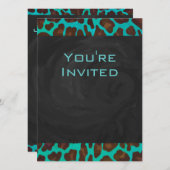 Invitation Léopard Turquoise et Brown (Devant / Derrière)