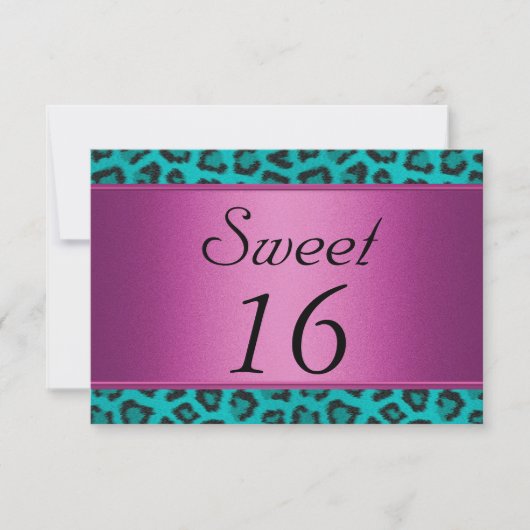 Invitation Leopard Turquoise rose doux 16 (Devant)