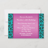 Invitation Léopard Turquoise Rose Sweet 16 (Dos)