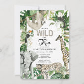 Invitation Leopard Young Wild et Three Safari Anniversaire (Devant)