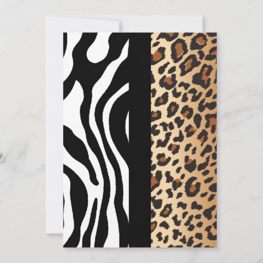 Invitation Leopard Zebra Fête des mariées Typographie Invitat (Dos)
