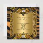 Invitation Leopard Zebra Gold Black Lace Diamond Anniversaire (Dos)