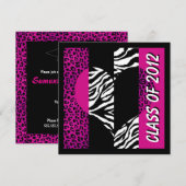 Invitation Leopard Zebra Print Hot Pink (Devant / Derrière)