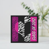 Invitation Leopard Zebra Print Hot Pink (Debout devant)