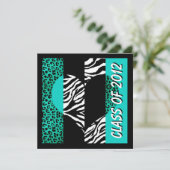 Invitation Leopard Zebra Print Turquoise Party (Debout devant)