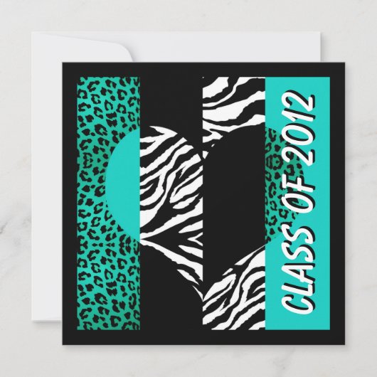 Invitation Leopard Zebra Print Turquoise Party (Devant)