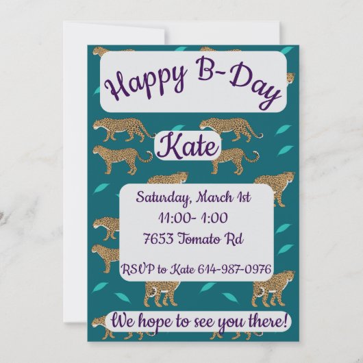 Invitation Leopards Happy Birthday (Devant)