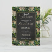 Invitation Léopards modernes Tigres Jungle Plante Black Desig (Debout devant)