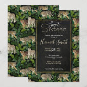 Invitation Léopards modernes Tigres Jungle Plante Black Desig (Devant / Derrière)