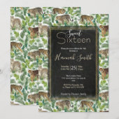 Invitation Léopards modernes Tigres Jungle Plantes (Devant / Derrière)