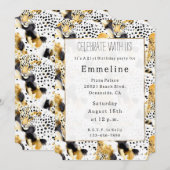 Invitation Léopards noirs blancs jaunes Abstraits (Devant / Derrière)