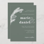 Invitation l'épinette d'hiver sur le mariage vert invite (Devant / Derrière)