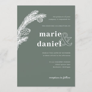 Invitation l'épinette d'hiver sur le mariage vert invite