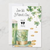 Invitation Leprechaun Casquette et Green Beer St Patrick's Da (Devant)