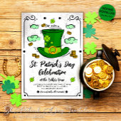Invitation Leprechaun Casquette et Shamrock Saint Patrick's D