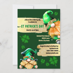 Invitation Leprechauns mignon gnomes doré vert girofle vacanc
