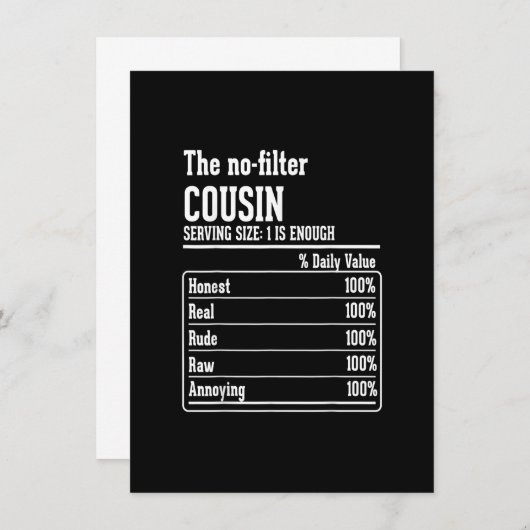 Invitation L'équipage de Cousin Faits nutritionnels Le No Fil (Devant / Derrière)