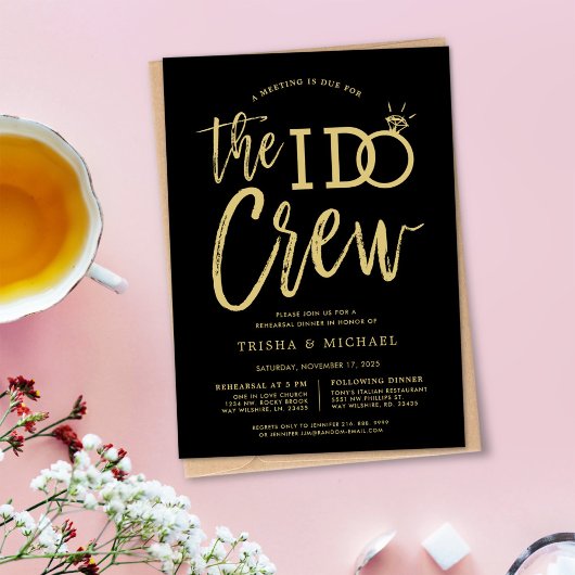 Invitation L'équipage I Do | Dîner de répétition | Style or