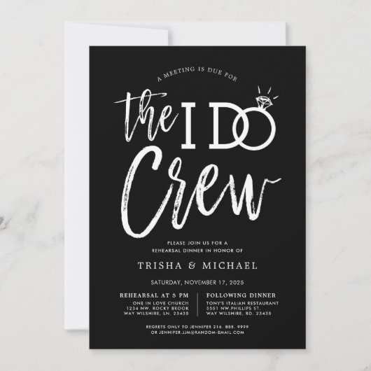 Invitation L'équipage I Do | Soirée de répétition (Devant)