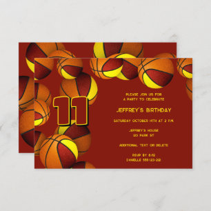Invitation l'équipe d'or maroon couleurs basket-ball annivers